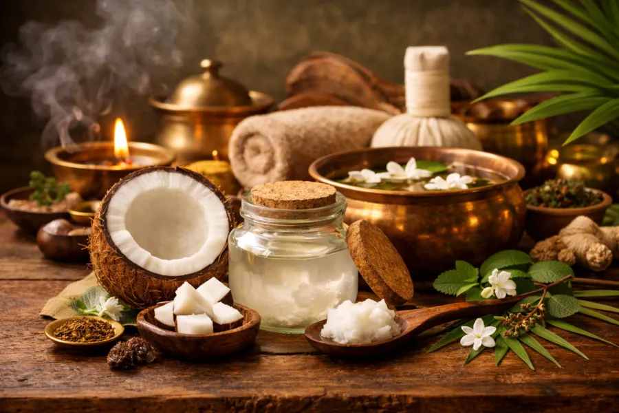 El aceite de coco en Ayurveda: usos y beneficios.